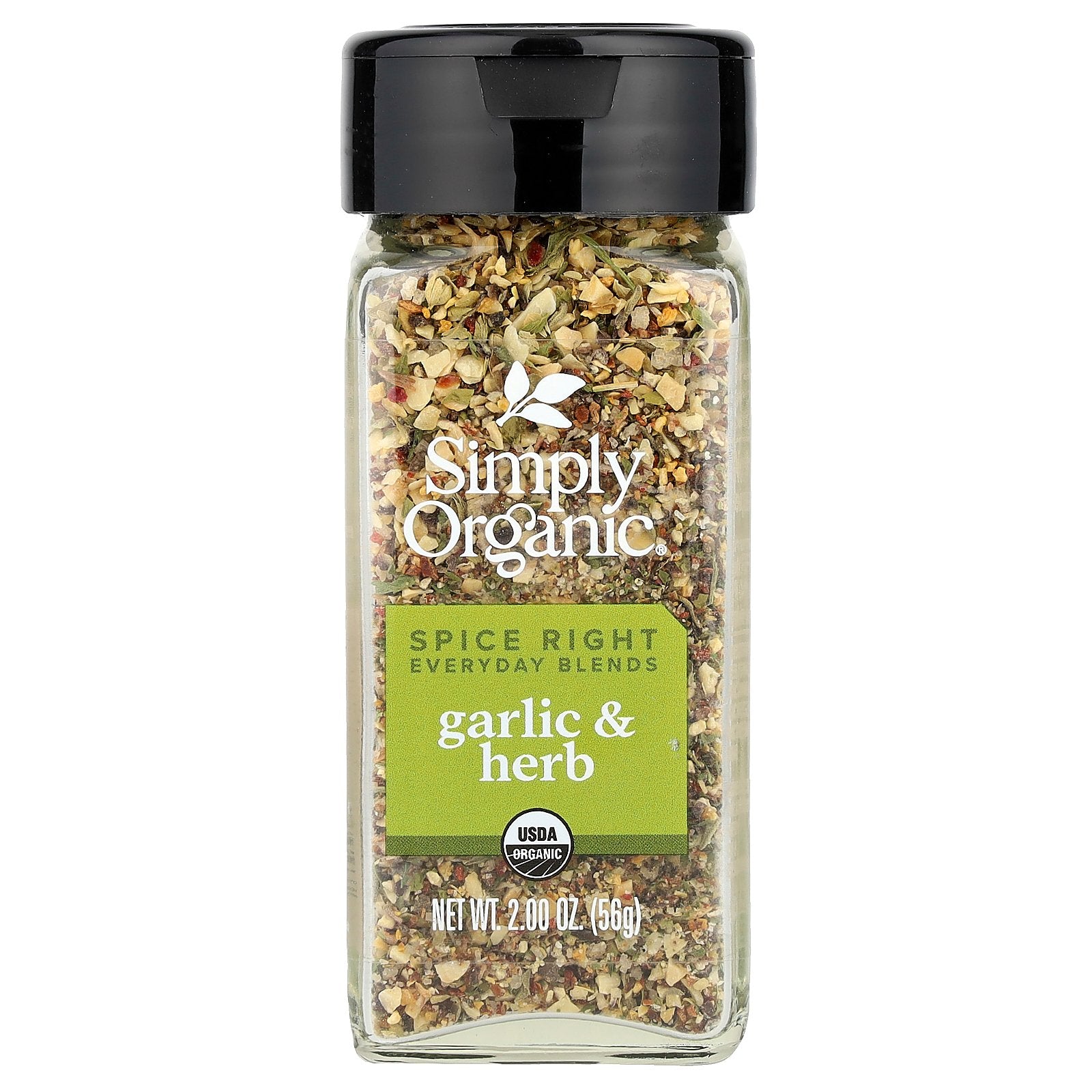 Simply Organic, Spice Right Everyday Blends, Garlic & Herb, 2 oz (56 g)