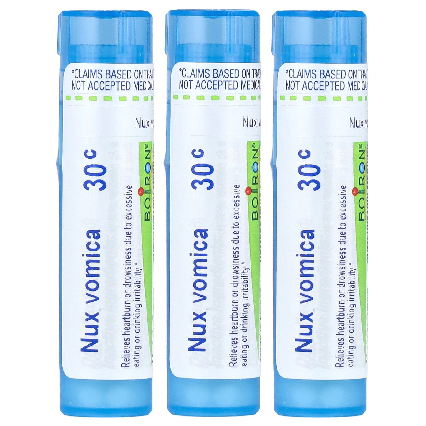 Boiron, Nux Vomica 30C, 3 Tubes, Approx 80 Pellets Each