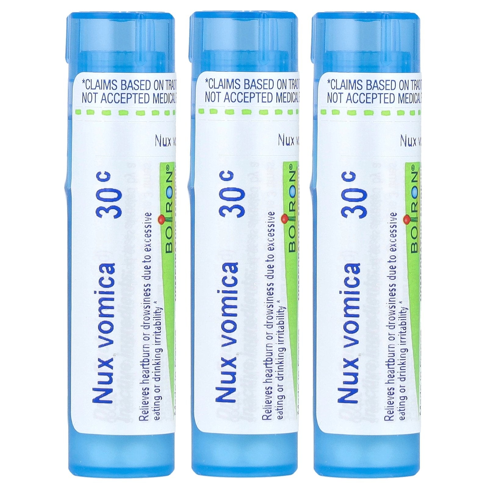 Boiron, Nux Vomica 30C, 3 Tubes, Approx 80 Pellets Each