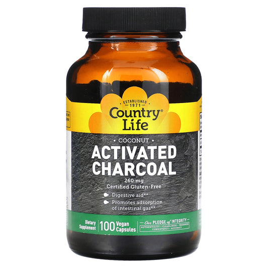 Country Life, Activated Charcoal, 260 mg, 100 Vegan Capsules
