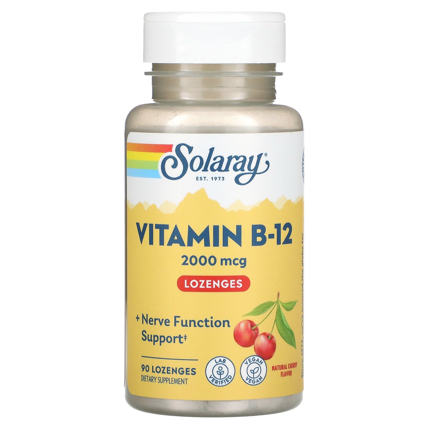 Solaray, Vitamin B-12, Natural Cherry, 2,000 mcg, 90 Lozenges