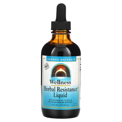 Source Naturals, Wellness, Herbal Resistance Liquid With Echinacea, Coptis & Yin Chiao, Alcohol Free, 4 fl oz (118.28 ml)