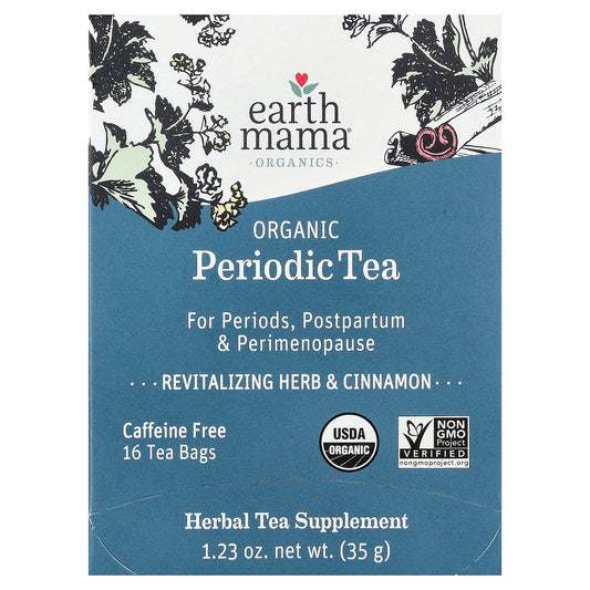 Earth Mama, Organics, Organic Periodic Tea, Revitalizing Herb & Cinnamon, Caffeine Free, 16 Tea Bags, 1.23 oz (35 g)
