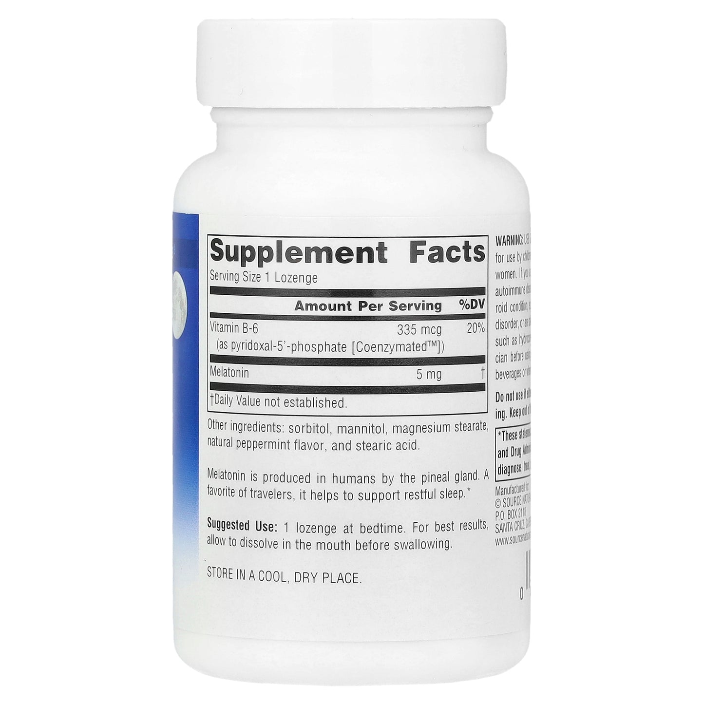 Source Naturals, Melatonin, Peppermint, 5 mg, 200 Lozenges