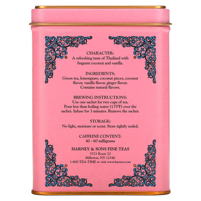 Harney & Sons, HT Tea Blends, Green Tea with Coconut, 20 Tea Sachets, 1.4 oz (40 g)