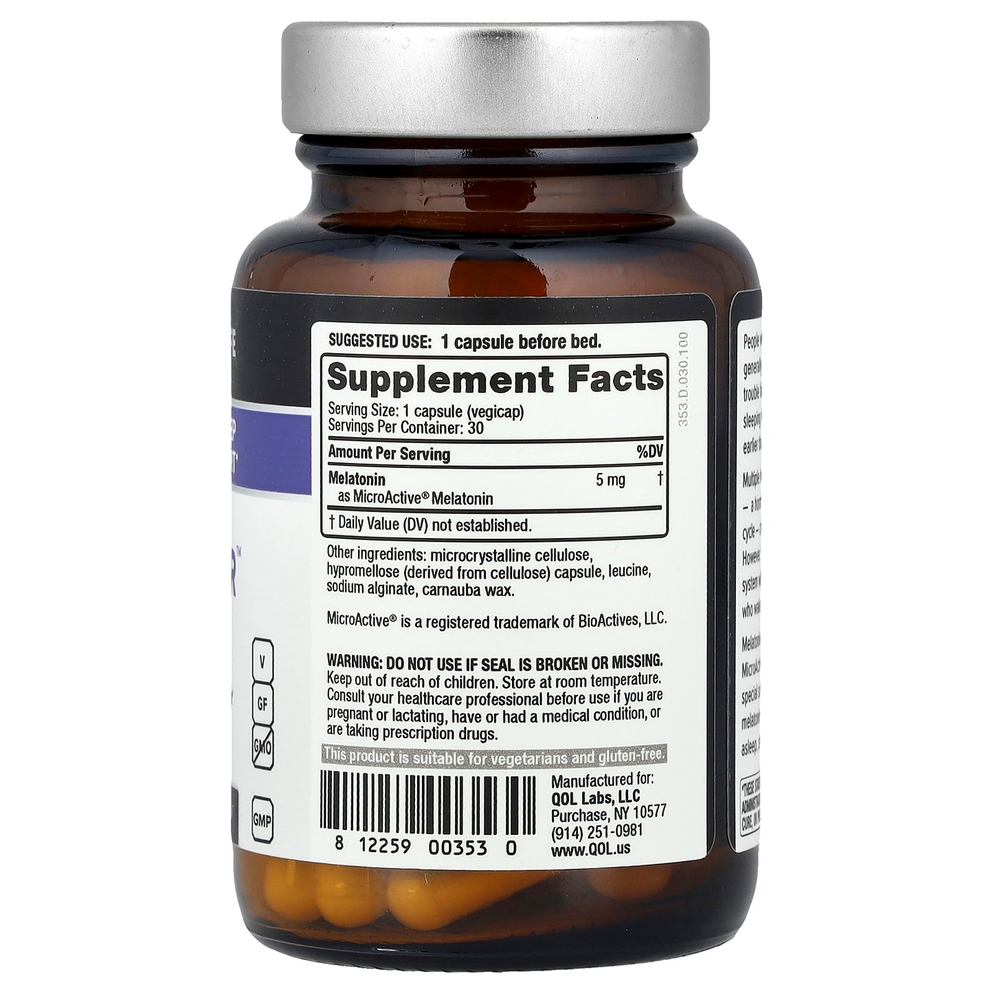 Quality of Life, Melatonin-SR™, 5 mg, 30 Vegicaps