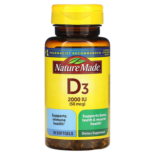 Nature Made, Vitamin D3, 50 mcg (2,000 IU), 90 Softgels