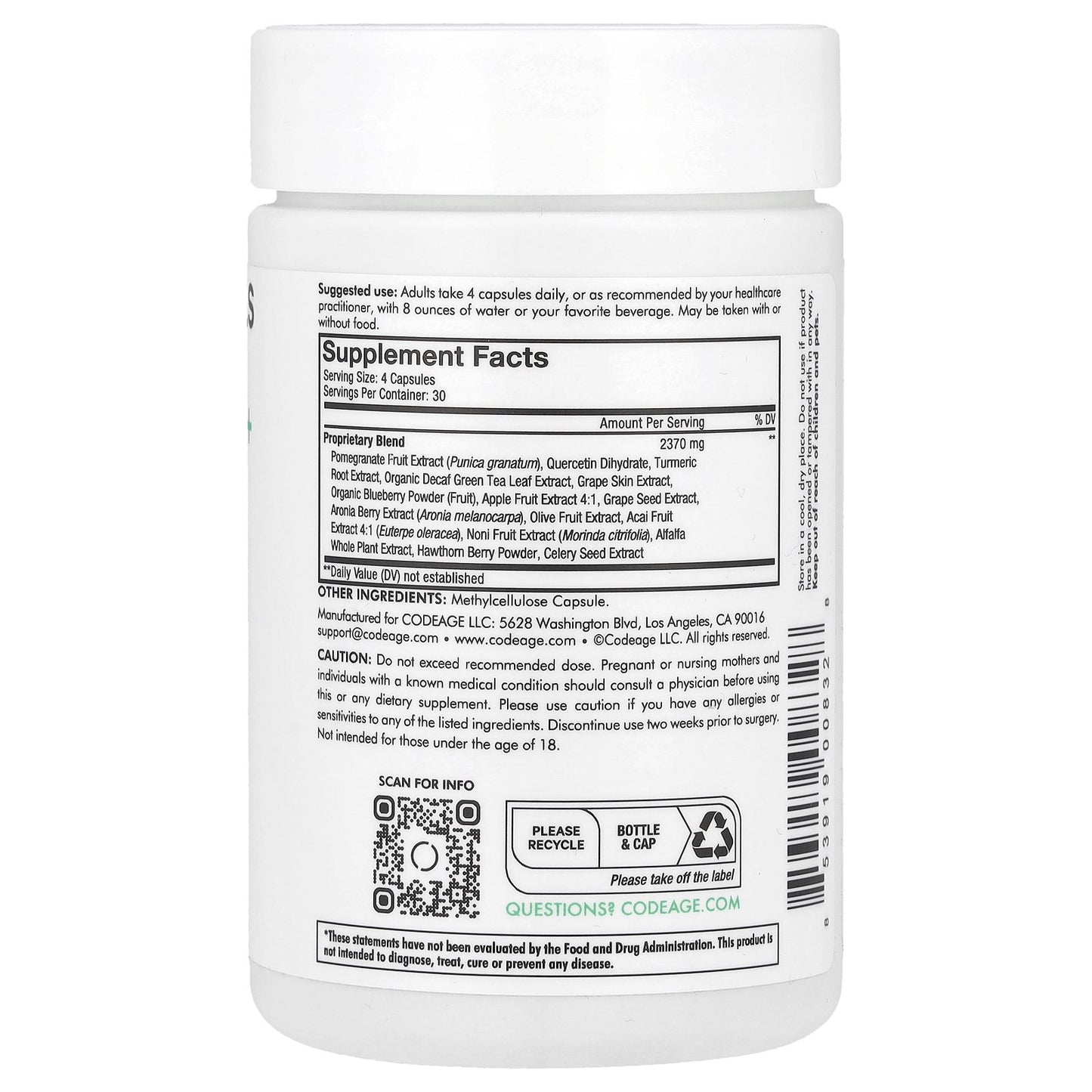 Codeage, Polyphenols Broad Spectrum+, 120 Capsules