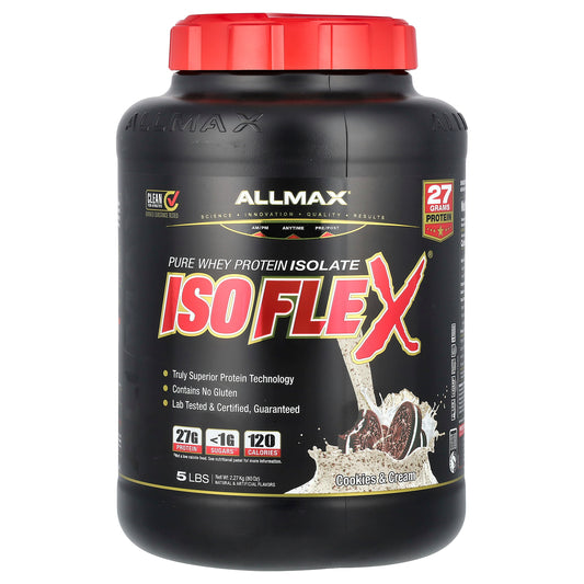 ALLMAX, ISOFLEX®, Pure Whey Protein Isolate, Cookies & Cream, 5 lbs (2.27 kg)