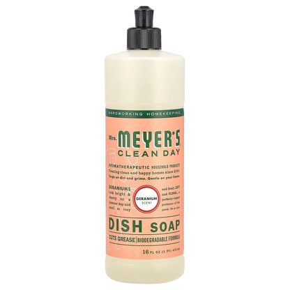 Mrs. Meyers Clean Day, Dish Soap, Geranium, 16 fl oz (473 ml)