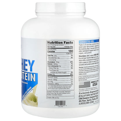 EVLution Nutrition, 100% Whey Protein, Vanilla Ice Cream, 5 lb (2,268 kg)
