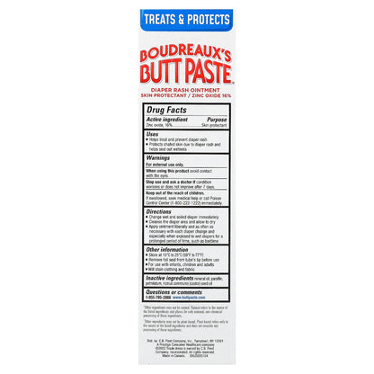 Boudreaux's Butt Paste, Diaper Rash Ointment, Sensitive Skin, Fragrance Free, 4 oz (113 g)