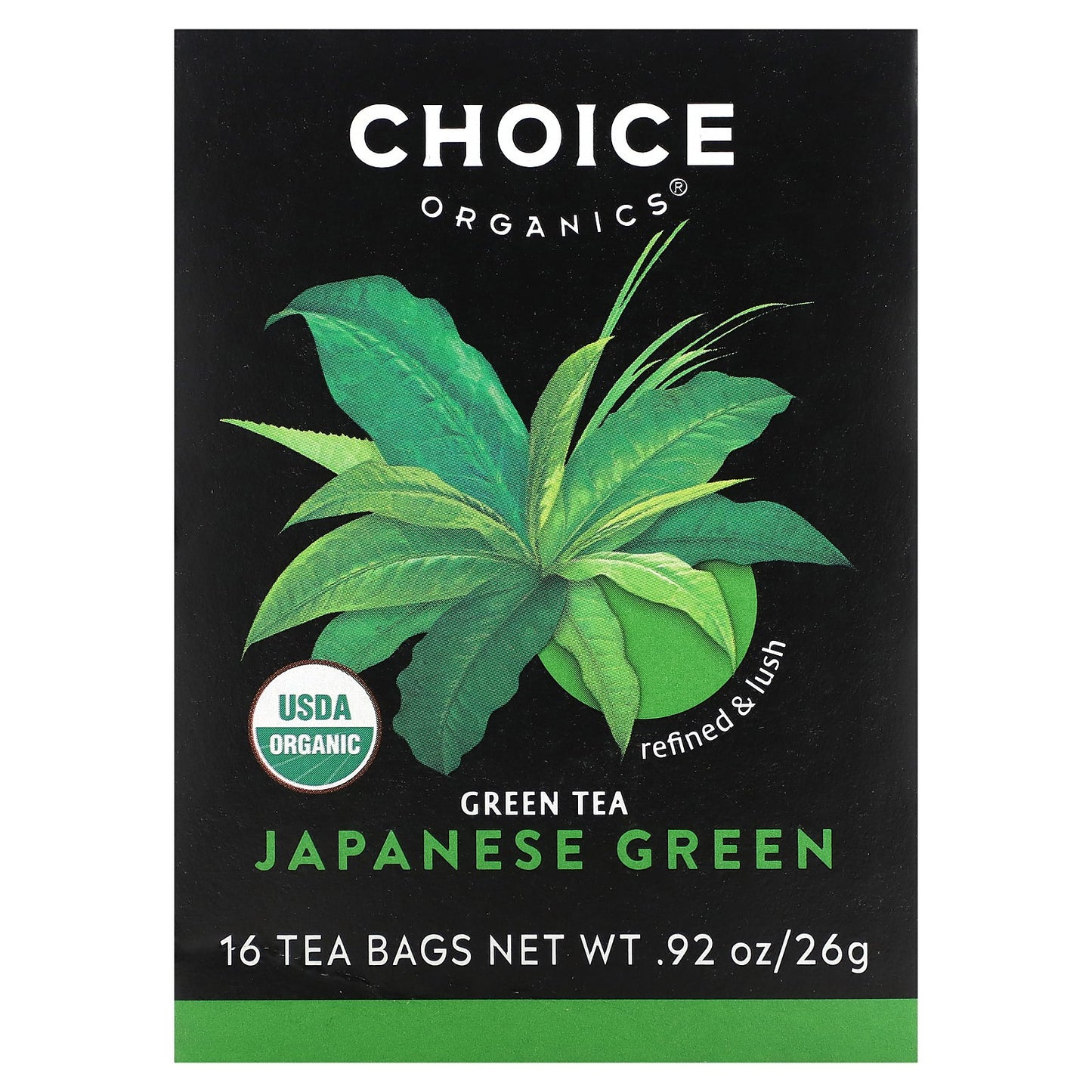 Choice Organic Teas, Green Tea, Japanese Green, 16 Tea Bags, .92 oz (26 g)