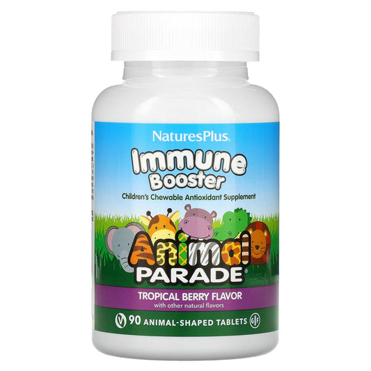 NaturesPlus, Animal Parade, Kids Immune Booster,  Tropical Berry, 90 Animal-Shaped Tablets