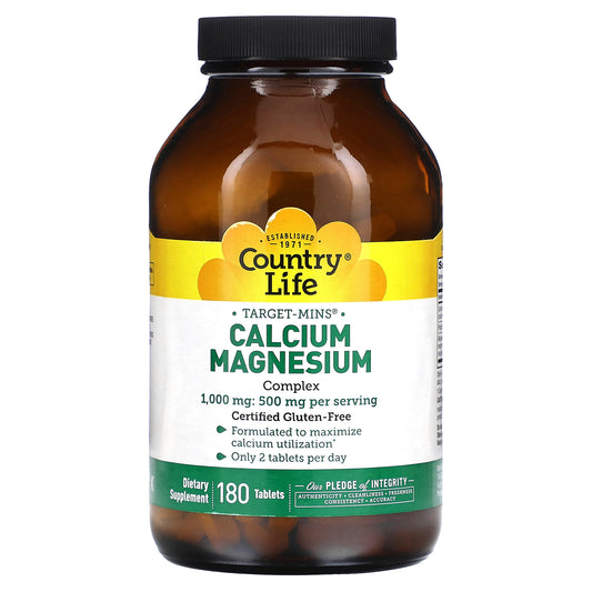 Country Life, Target-Mins, Calcium-Magnesium Complex, 1,000 mg, 180 Tablets (500 mg per Tablet)