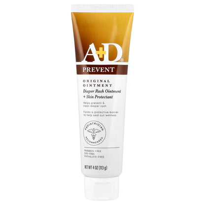 A+D, Prevent & Heal Original Ointment, Diaper Rash Ointment & Skin Protectant, 4 oz (113 g)