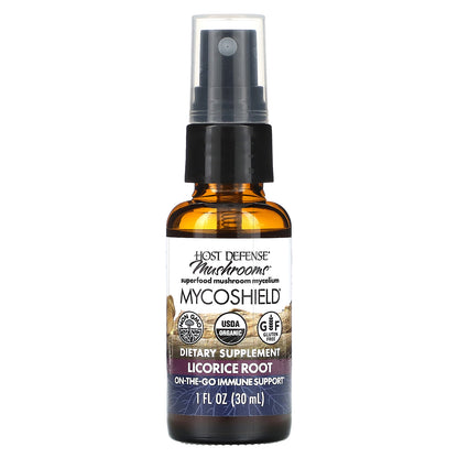 Host Defense, Mushrooms, MycoShield Spray, Licorice Root, 1 fl oz (30 ml)