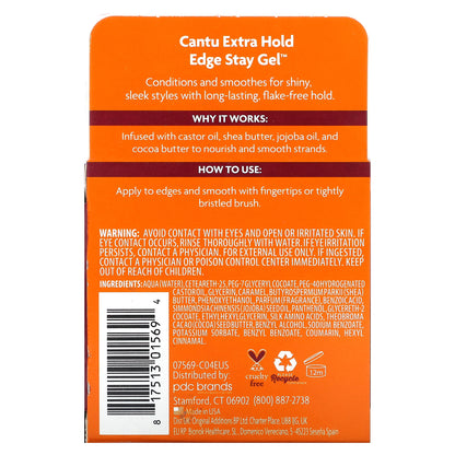 Cantu, Shea Butter, Extra Hold Edge Stay Gel, 2.25 oz (64 g)