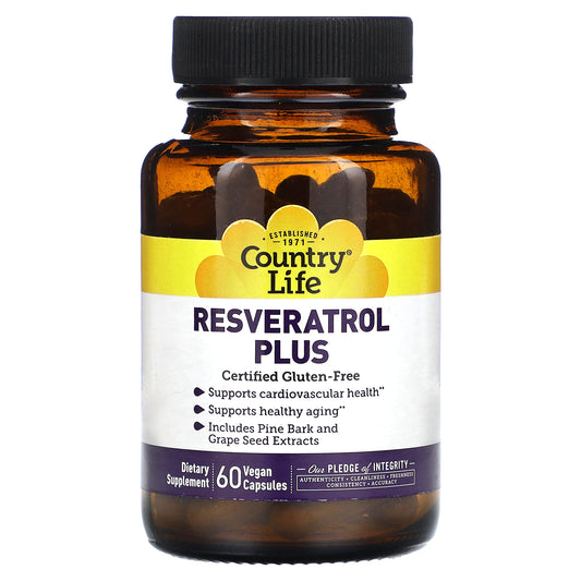 Country Life, Resveratrol Plus, 60 Vegan Capsules