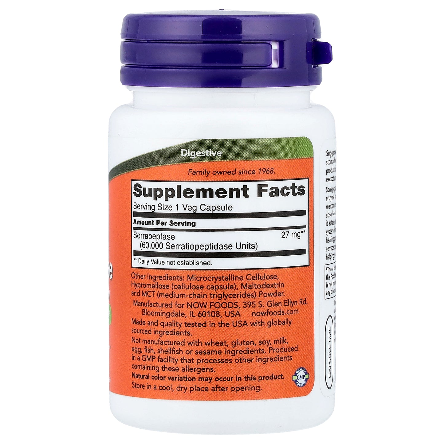 NOW Foods, Serrapeptase, 60 Veg Capsules (27 mg per Capsule)
