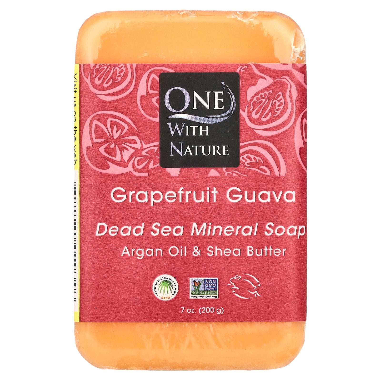 One with Nature, Dead Sea Mineral Bar Soap, Grapefruit Guava, 7 oz (200 g)