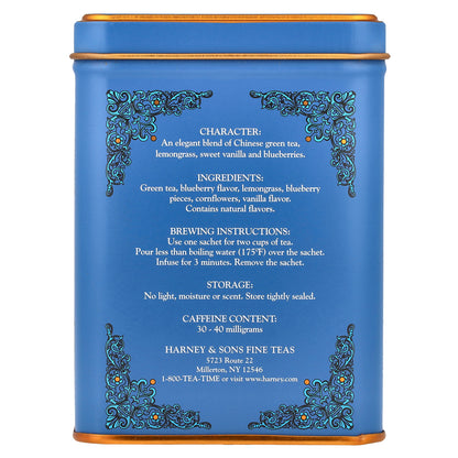 Harney & Sons, HT Tea Blend, Blueberry Green Tea, 20 Sachets, 1.4 oz (40 g)