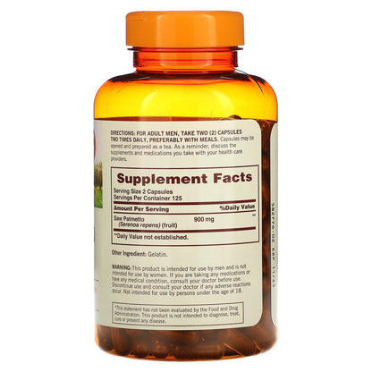 Sundown Naturals, Saw Palmetto For Him, 450 mg, 250 Capsules (225 mg per Capsule)