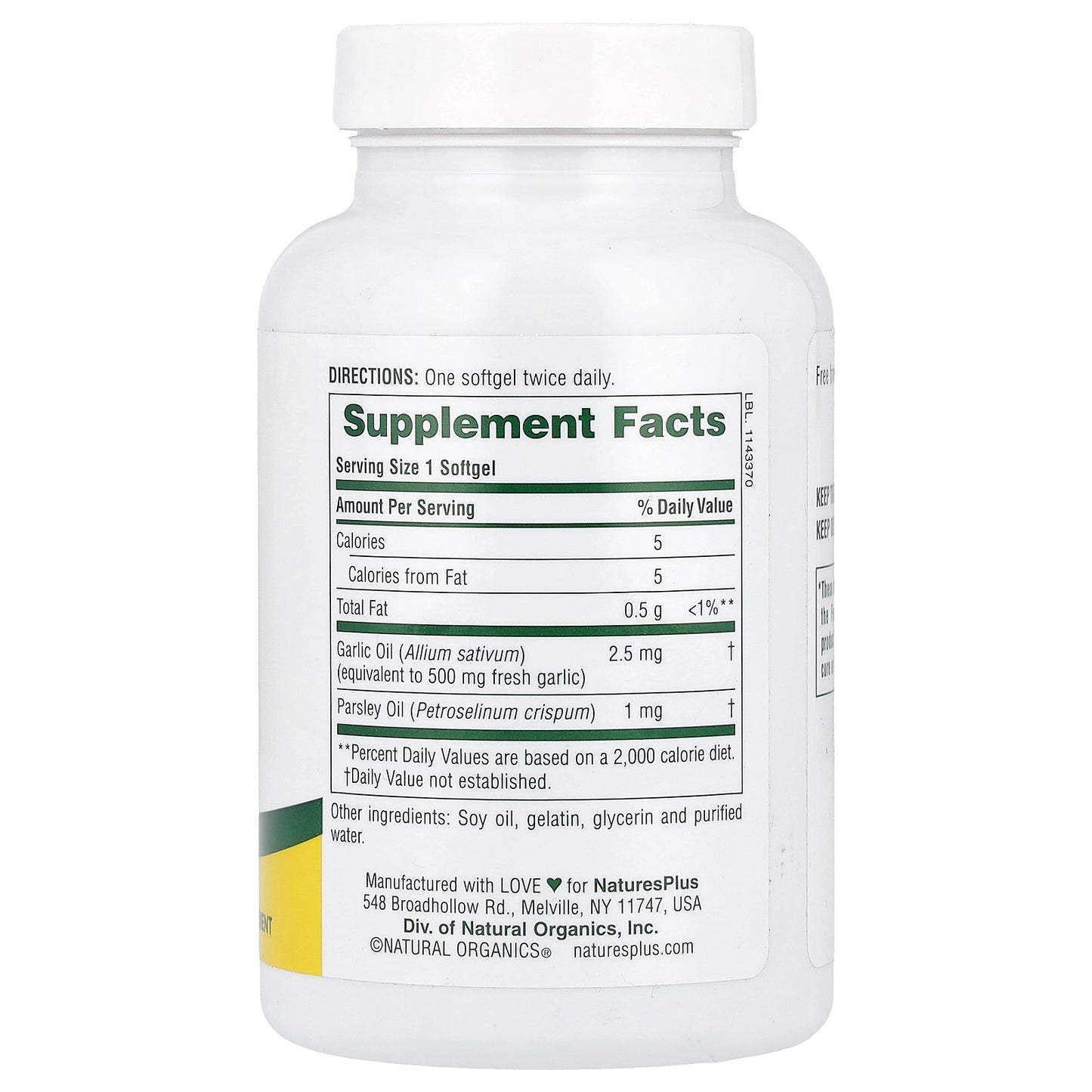 NaturesPlus, Garlic and Parsley Oil, 180 Softgels