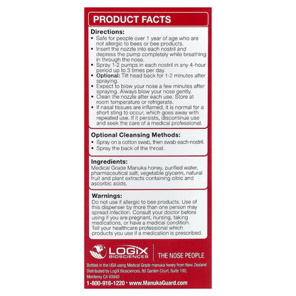 ManukaGuard, Medical Grade Manuka Honey, Immune Guard Nasal Spray, 1.35 fl oz (40 ml)