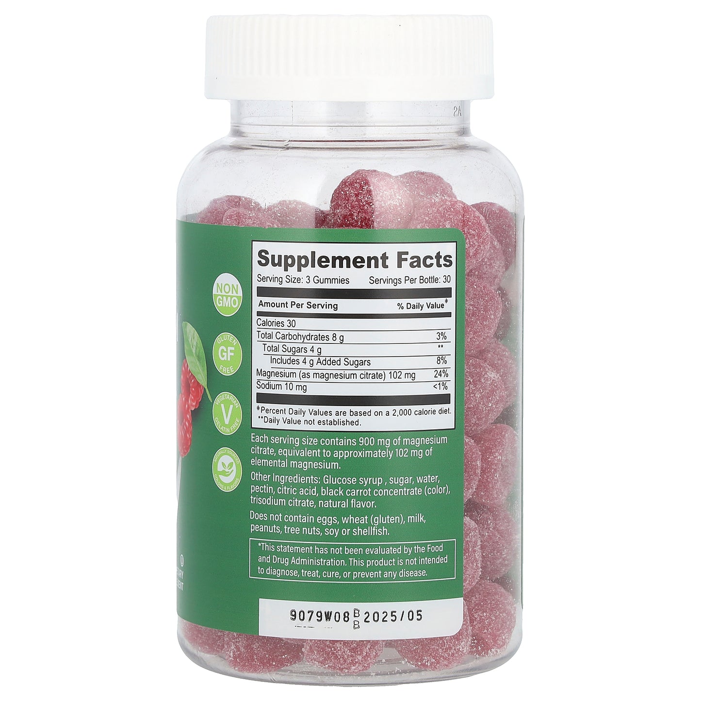 YumVs, Magnesium Citrate, Raspberry, 900 mg, 90 Gummies (300 mg Per Gummy)