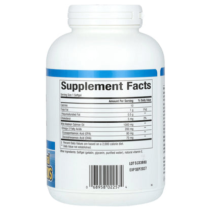 Natural Factors, Omega Factors, Wild Alaskan Salmon Oil, 1,000 mg, 180 Softgels