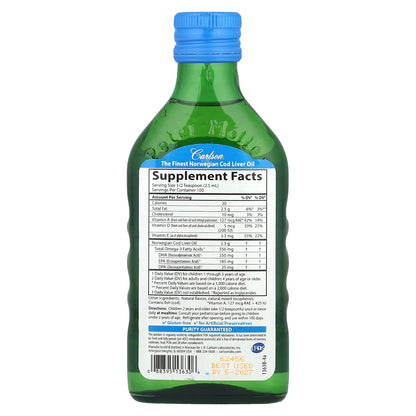 Carlson, Kid's Wild Norwegian, Cod Liver Oil + Vitamins A & D3, Bubble Gum, 8.4 fl oz (250 ml)