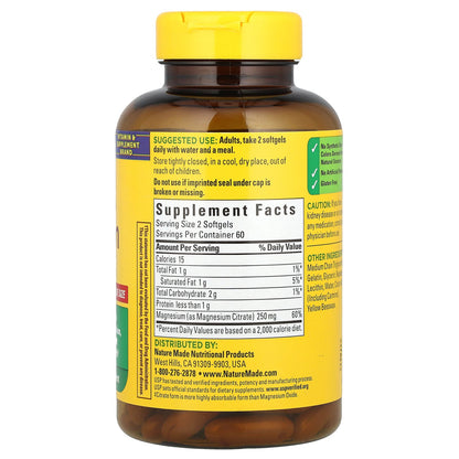 Nature Made, Magnesium Citrate, 120 Softgels (125 mg per Softgel)
