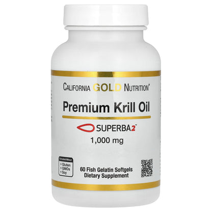 California Gold Nutrition, Premium Krill Oil with Superba2™, 1,000 mg, 60 Softgels