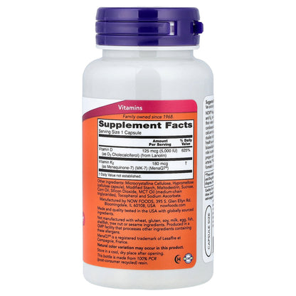 NOW Foods, Mega D3 & MK-7, 120 Capsules