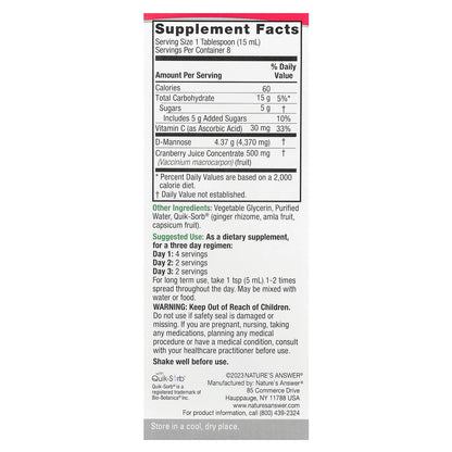 Nature's Answer, UT Answer®, D-Mannose & Cranberry Concentrate, 4 fl oz (120 ml)