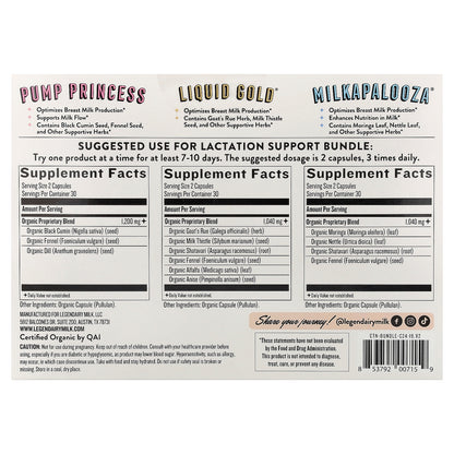 Legendairy Milk, Lactation Support Bundle, 3 Bottles, 60 Vegan Capsules Each