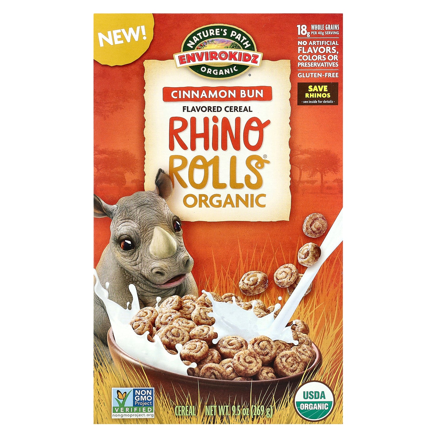 Nature's Path, EnviroKidz, Organic Flavored Cereal, Rhino Rolls®, 9.5 oz (269 g)