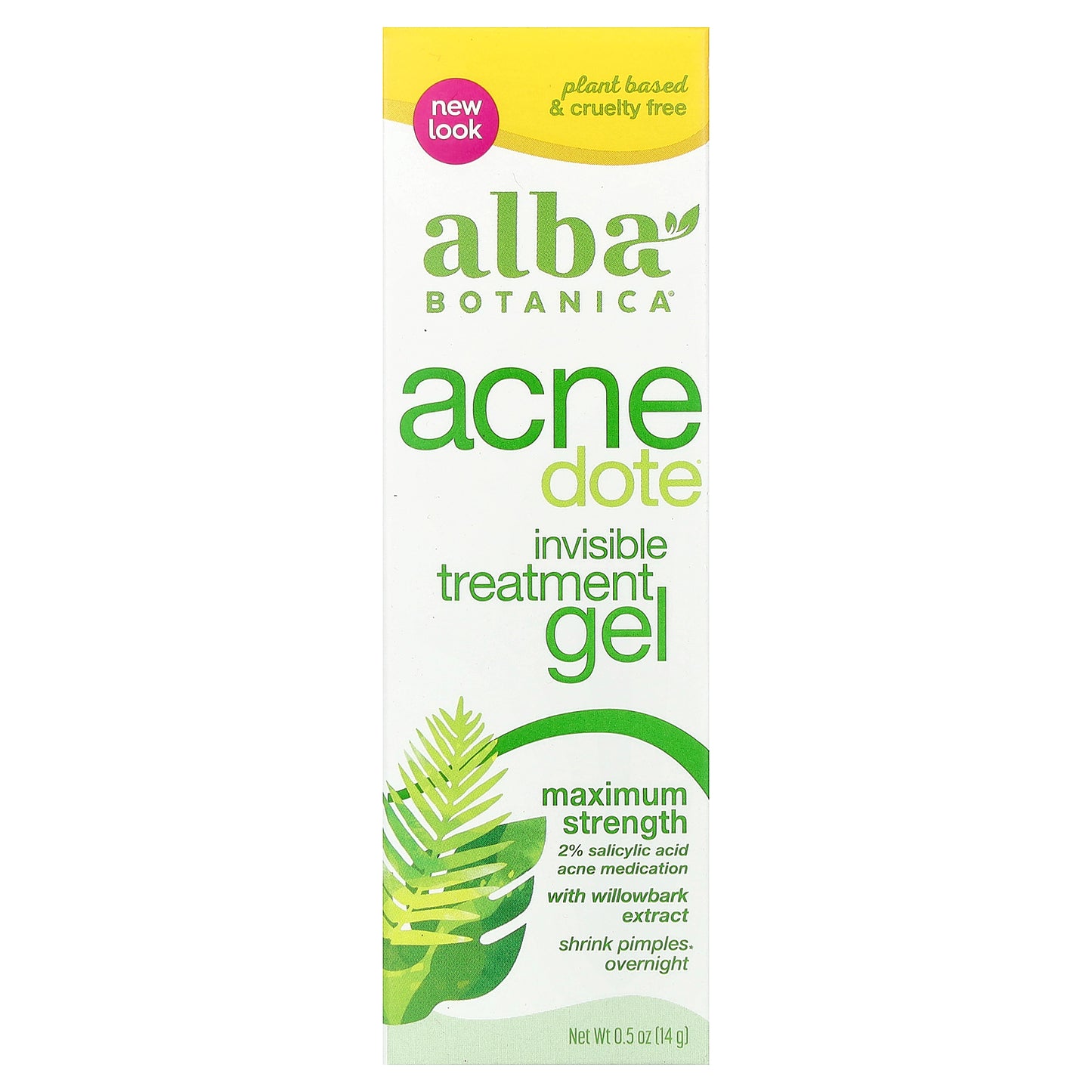 Alba Botanica, Acne dote®, Invisible Treatment Gel, Maximum Strength, 0.5 oz (14 g)