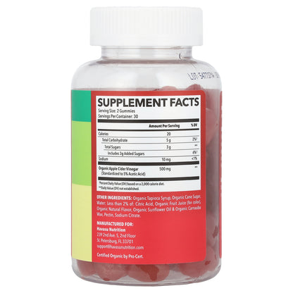 Havasu Nutrition, Apple Cider Vinegar Gummies, Natural Apple, 60 Gummies