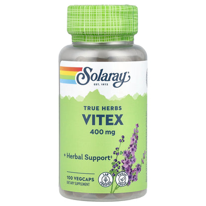 Solaray, True Herbs, Vitex, 400 mg, 100 VegCaps