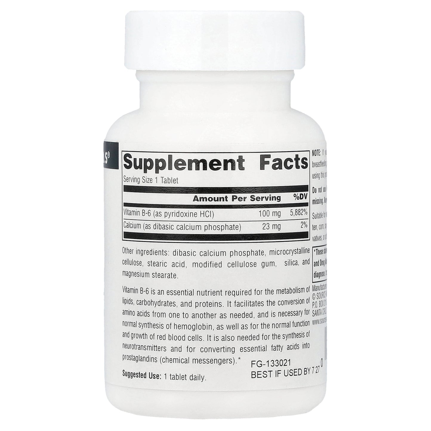 Source Naturals, B-6, 100 Tablets