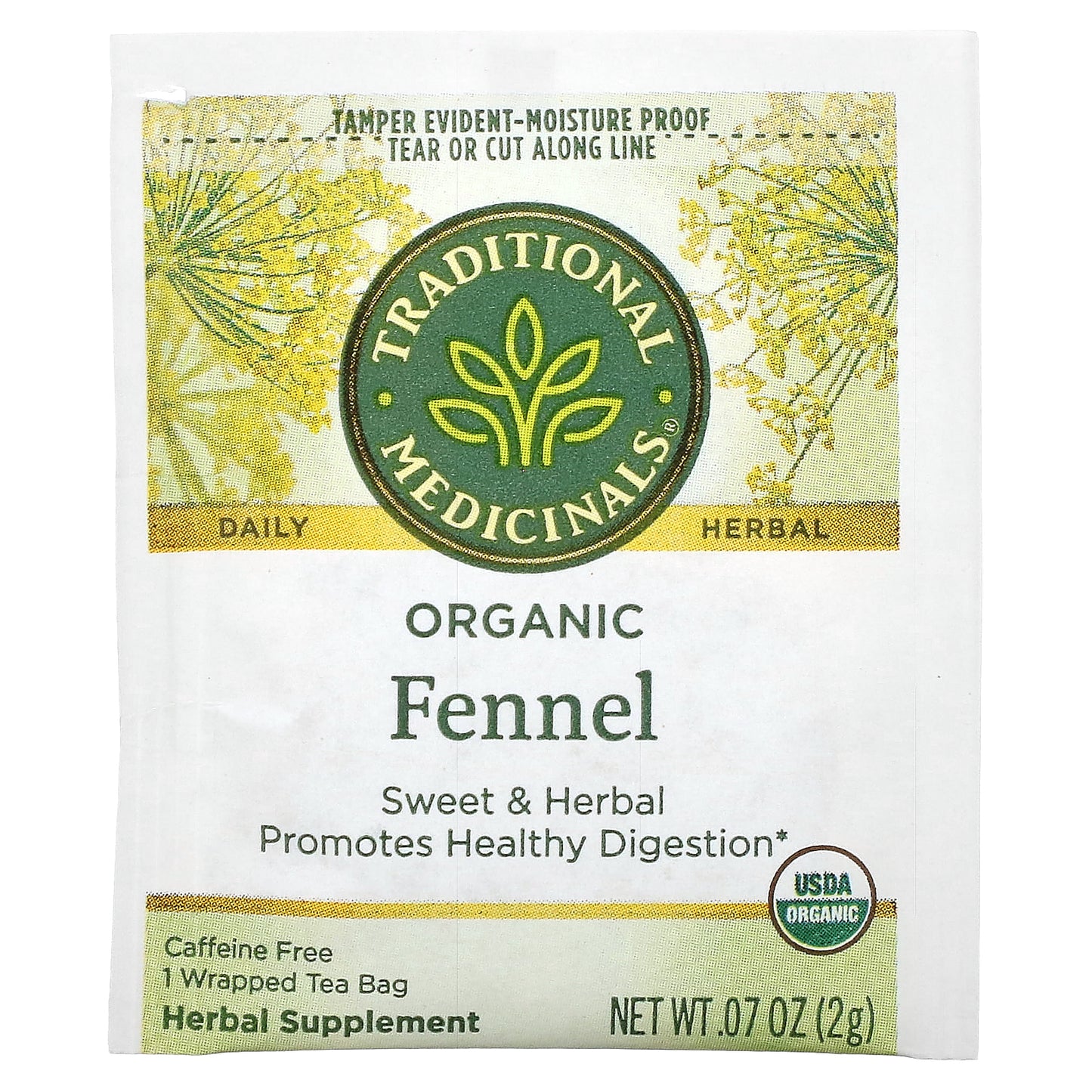 Traditional Medicinals, Organic Fennel, Caffeine Free, 16 Wrapped Tea Bags, 1.13 oz (32 g)