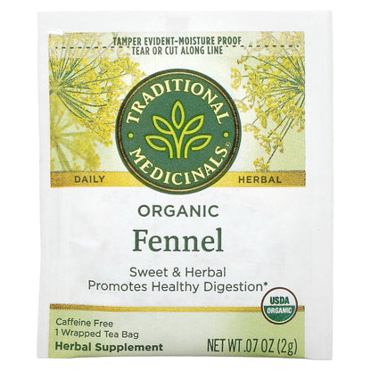 Traditional Medicinals, Organic Fennel, Caffeine Free, 16 Wrapped Tea Bags, 1.13 oz (32 g)