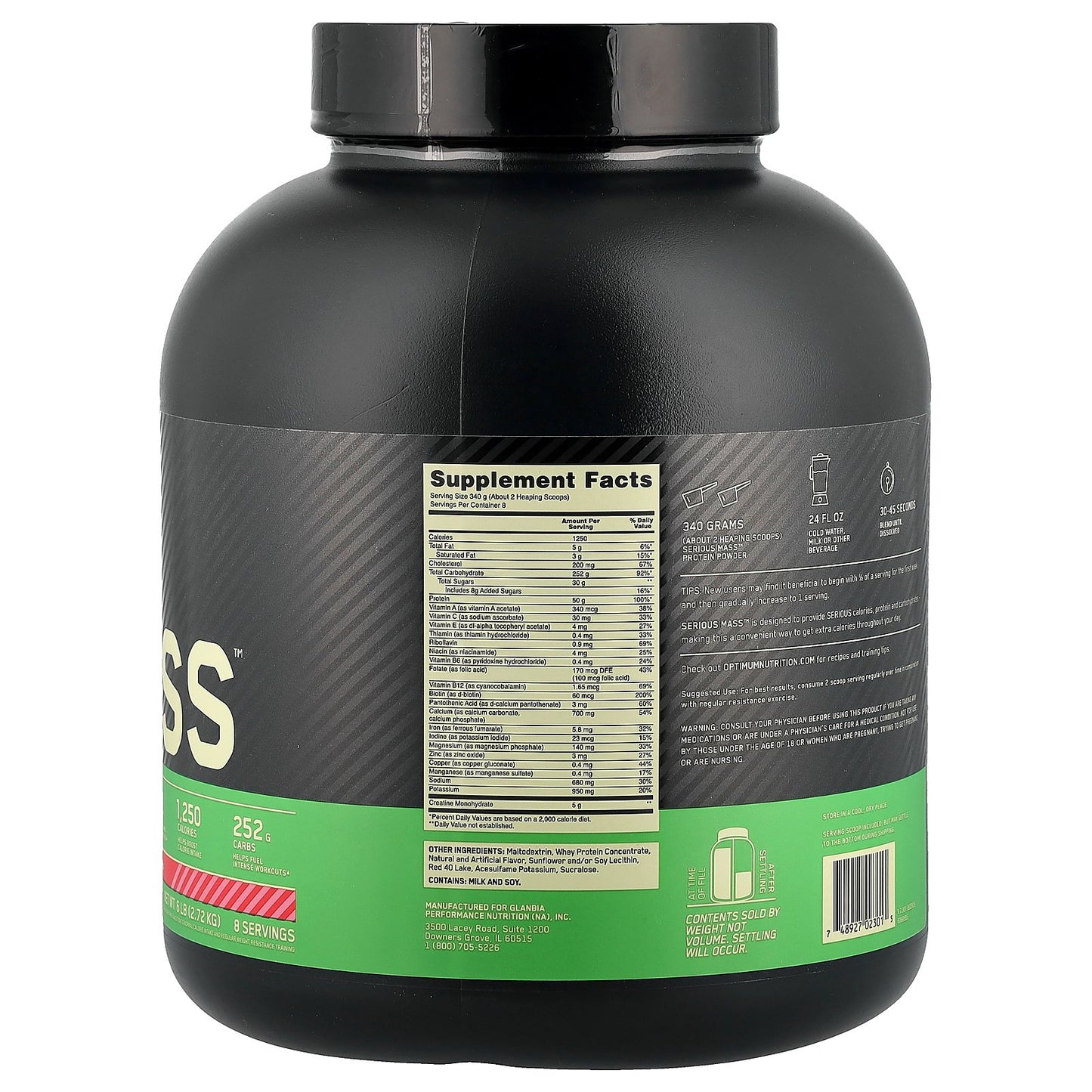 Optimum Nutrition, Serious Mass™, Strawberry, 6 lb (2.72 kg)
