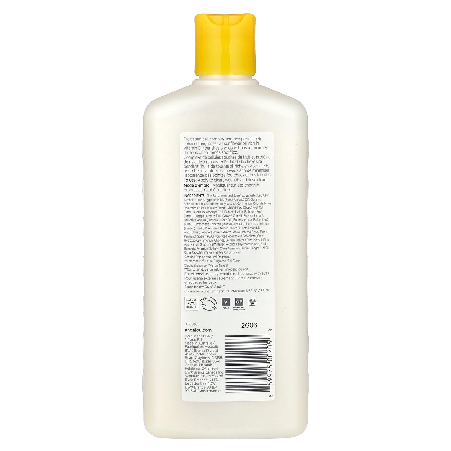 Andalou Naturals, Conditioner, Brilliant Shine, Sunflower & Citrus, 11.5 fl oz (340 ml)