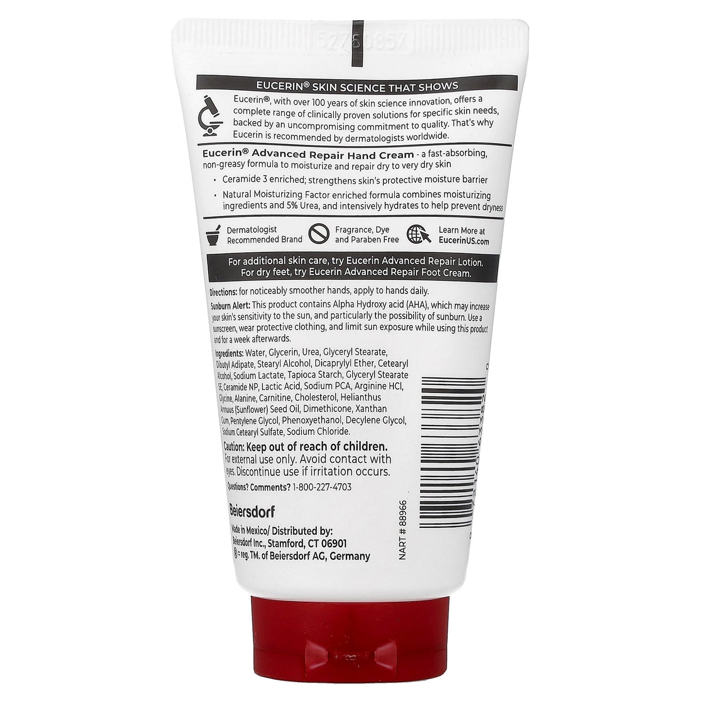 Eucerin, Advanced Repair Hand Cream, Dry to Very Dry Skin, Fragrance Free, 2.7 oz (78 g)