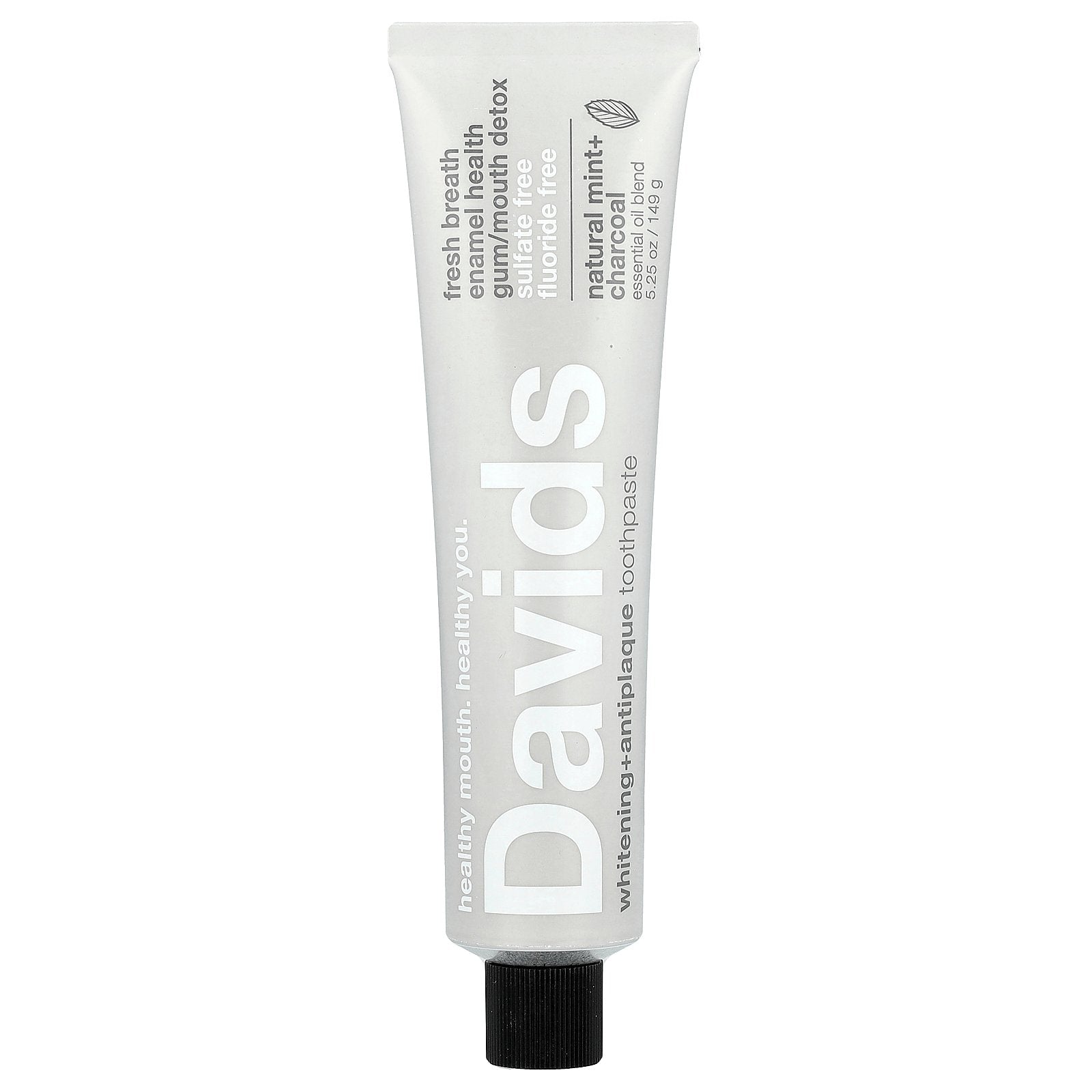 Davids, Whitening + Antiplaque Toothpaste, Natural Mint + Charcoal , 5.25 oz (149 g)