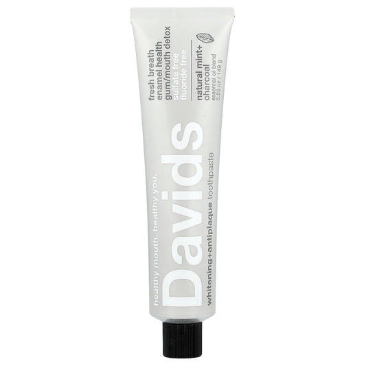 Davids, Whitening + Antiplaque Toothpaste, Natural Mint + Charcoal , 5.25 oz (149 g)