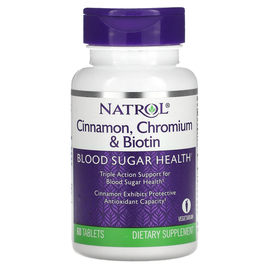 Natrol, Cinnamon, Chromium & Biotin, 60 Tablets